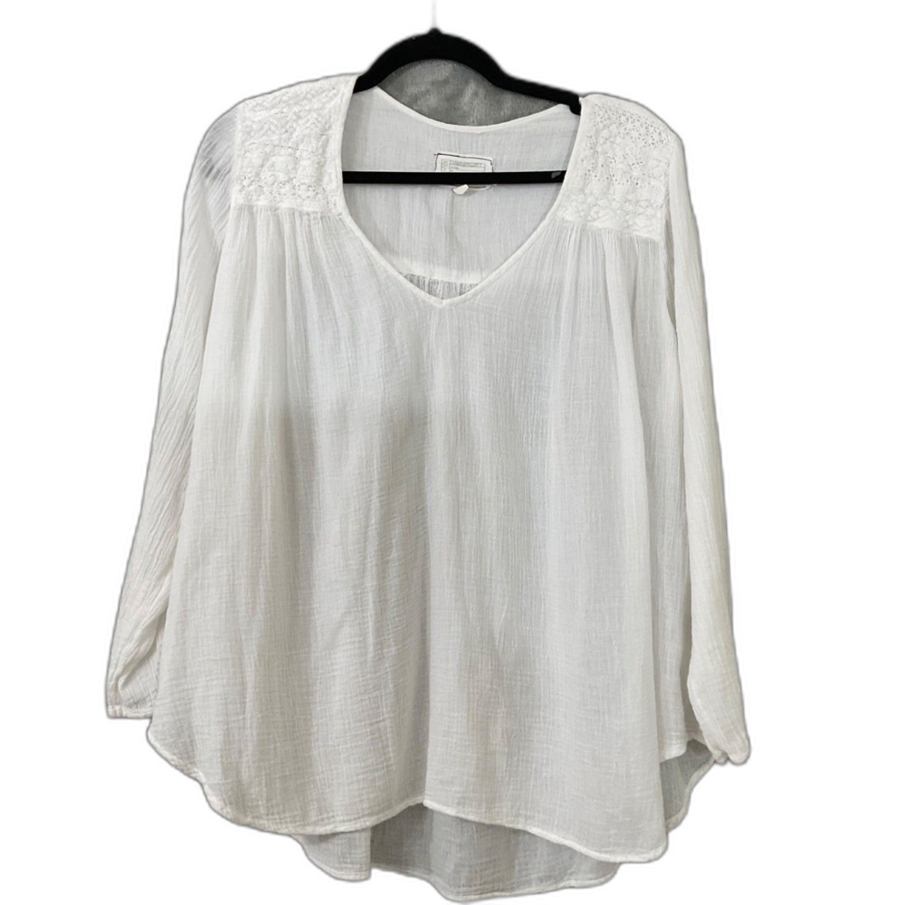 Current Elliot The Picnic blouse Top Shirt Women's 2 / US M white crochet trim